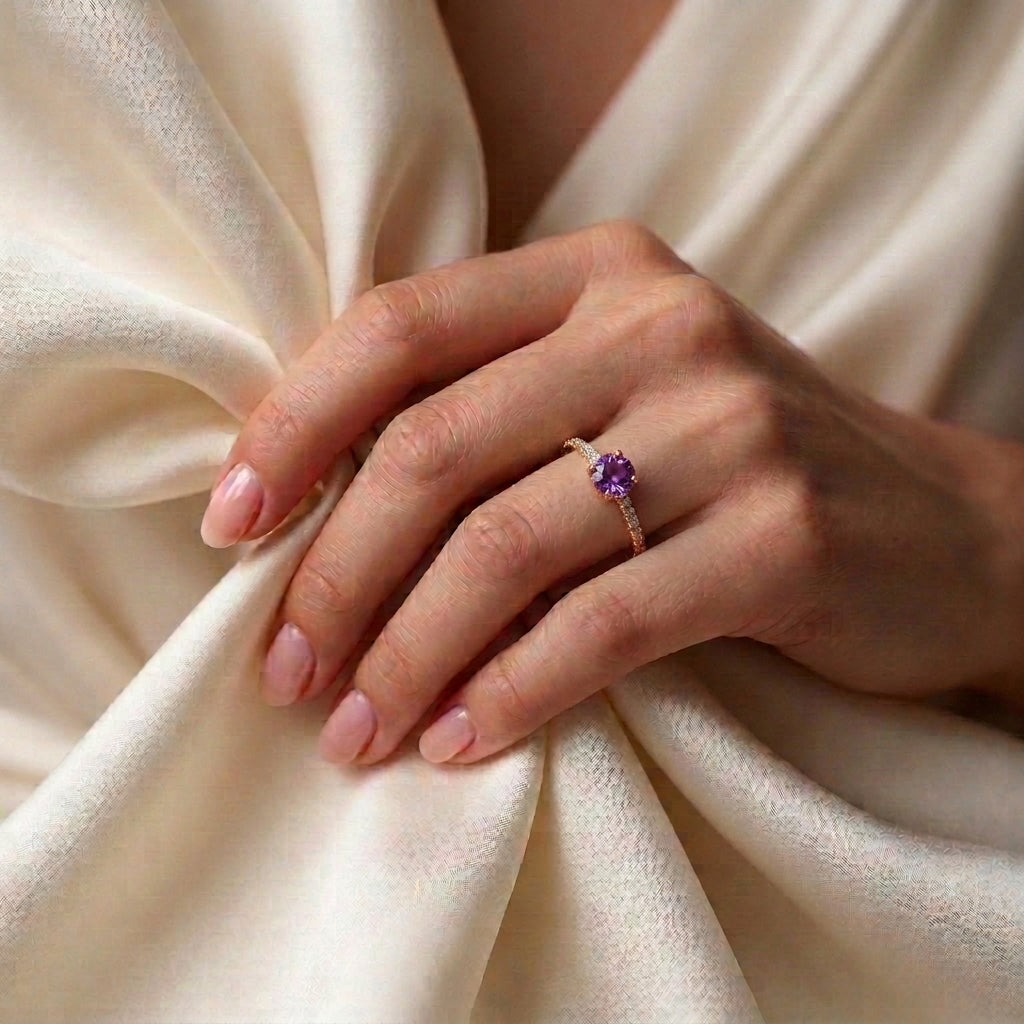 Natural Amethyst Serenity Ring in 925 Sterling Silver