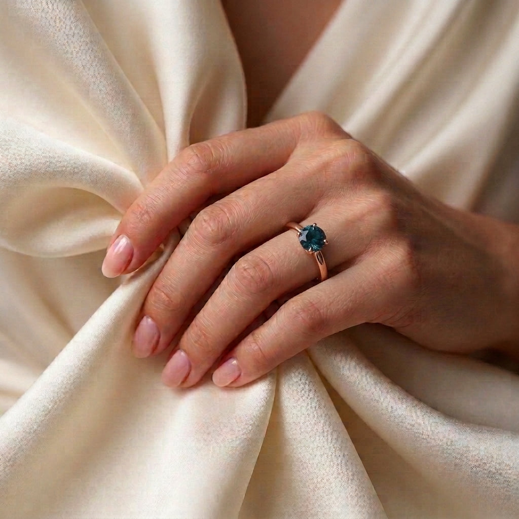 Natural London Blue Topaz Serenity Ring in 925 Sterling Silver