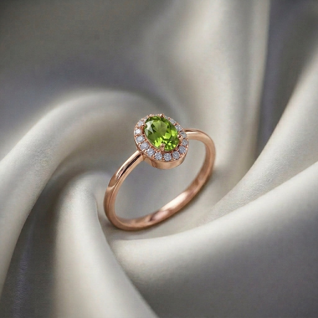 Natural Peridot Venus Ring in 925 Sterling Silver