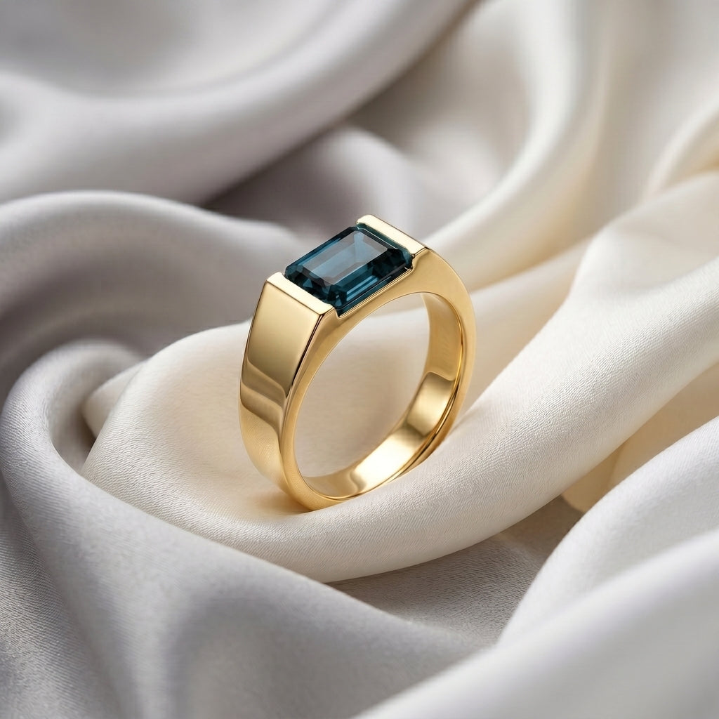 Natural London Blue Topaz Prestige Ring in 925 Sterling Silver