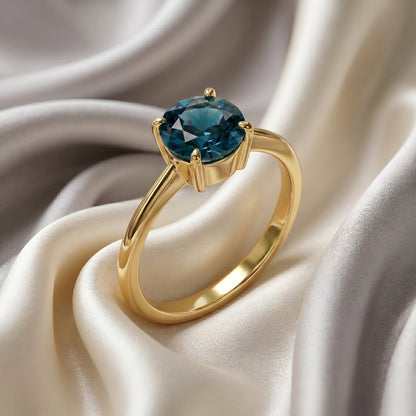 Natural London Blue Topaz The Ever Ring in 925 Sterling Silver