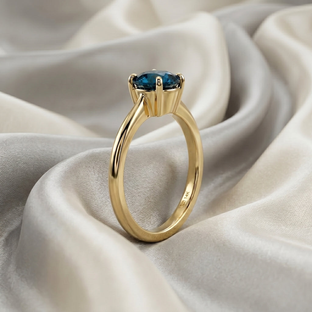 Natural London Blue Topaz The Ever Ring in 925 Sterling Silver