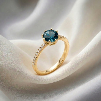Natural London Blue Topaz Serenity Ring in 925 Sterling Silver
