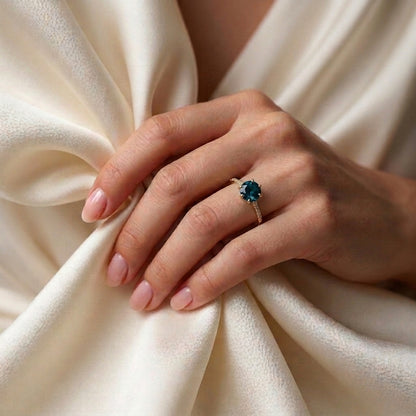 Natural London Blue Topaz Serenity Ring in 925 Sterling Silver