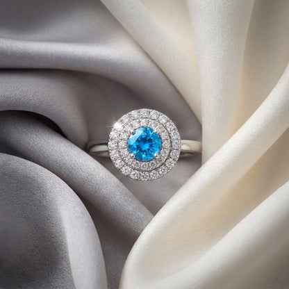 Natural Swiss Blue Topaz The Dazzle Ring in 925 Sterling Silver