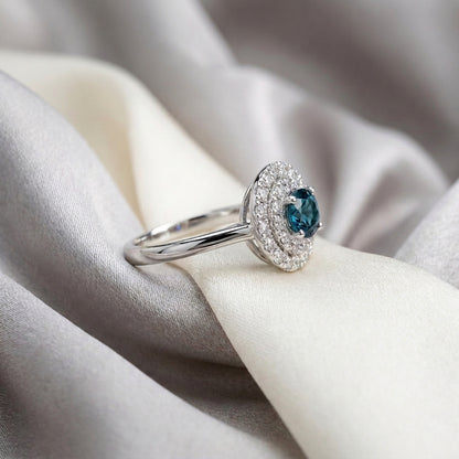 Natural London Blue Topaz The Dazzle Ring in 925 Sterling Silver