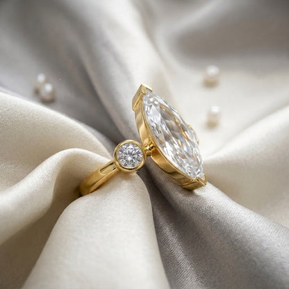Natural White Topaz Marquise Ring in 925 Sterling Silver