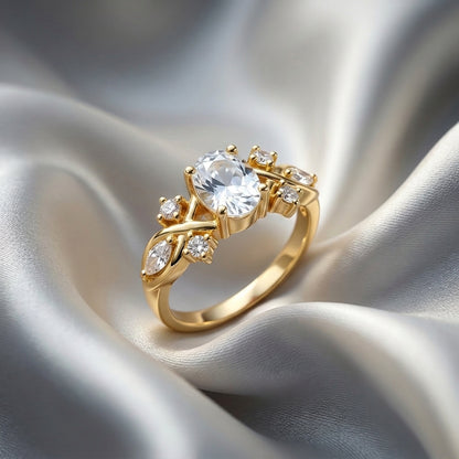 Natural White Topaz The Willow Ring in 925 Sterling Silver