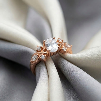 Natural White Topaz The Willow Ring in 925 Sterling Silver
