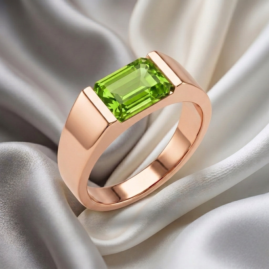 Natural Peridot Prestige Ring in 925 Sterling Silver
