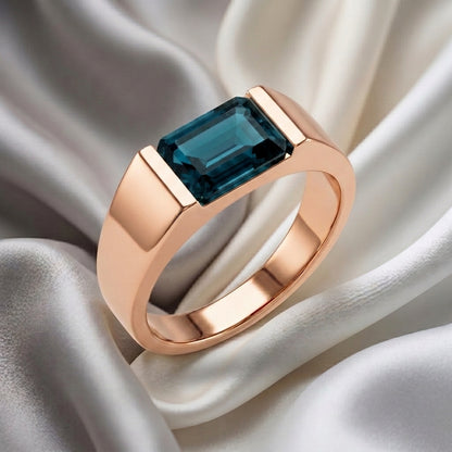 Natural London Blue Topaz Prestige Ring in 925 Sterling Silver