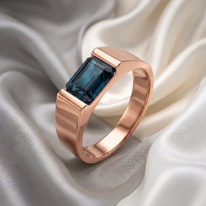 Natural London Blue Topaz Prestige Ring in 925 Sterling Silver
