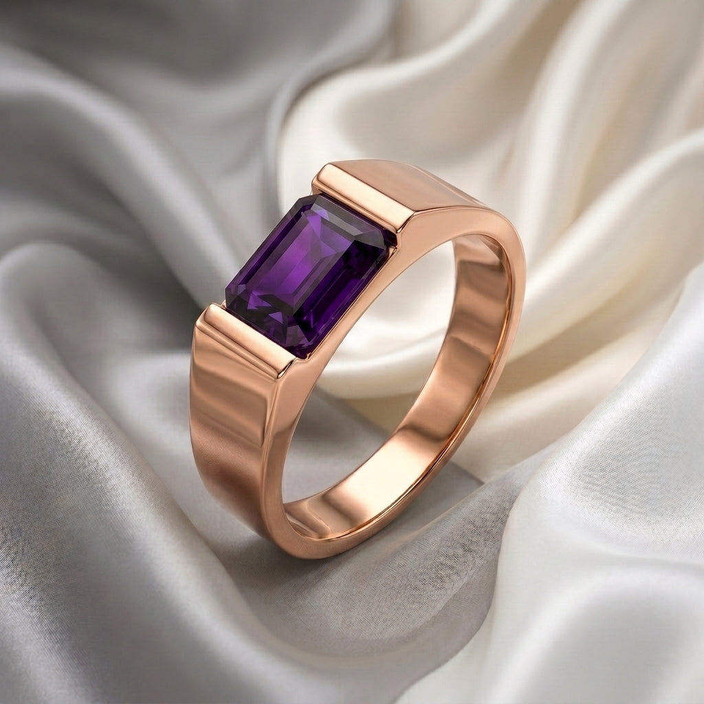 Natural Amethyst Prestige Ring in 925 Sterling Silver