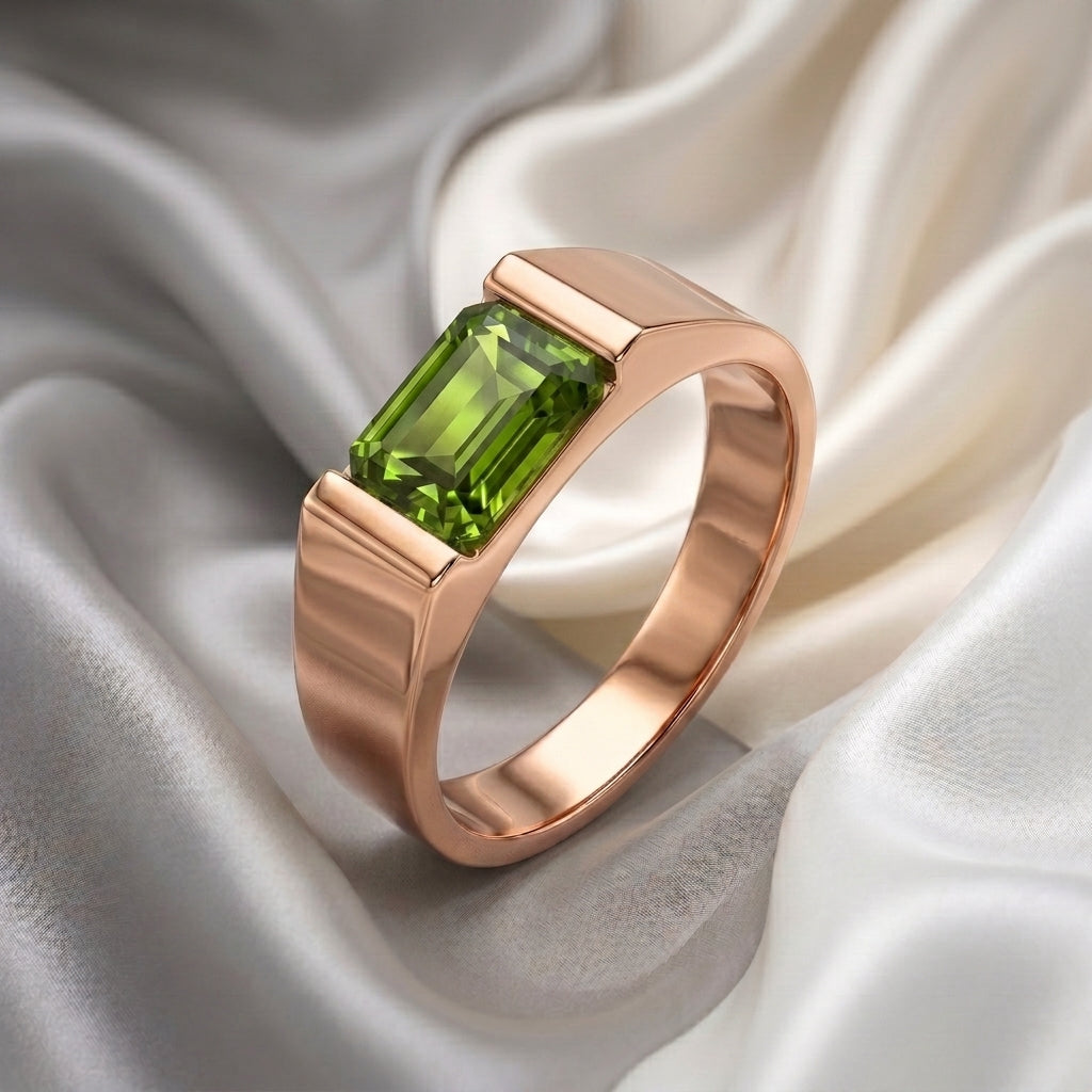 Natural Peridot Prestige Ring in 925 Sterling Silver