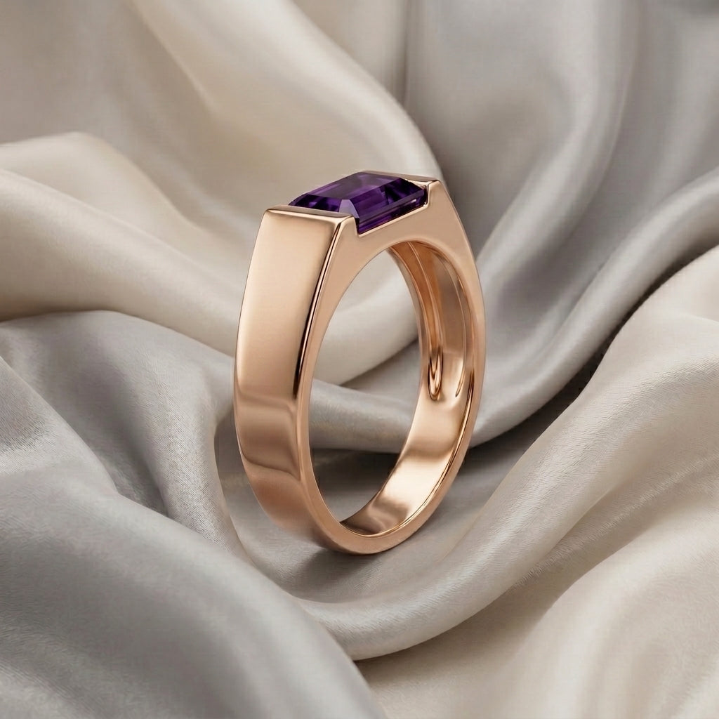 Natural Amethyst Prestige Ring in 925 Sterling Silver
