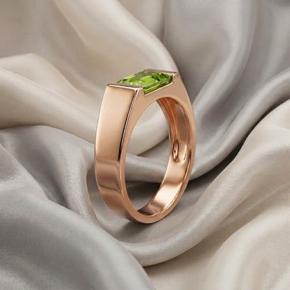 Natural Peridot Prestige Ring in 925 Sterling Silver