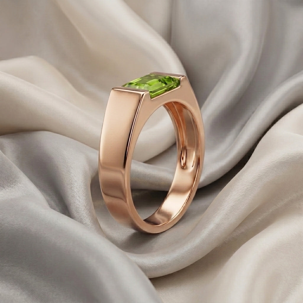 Natural Peridot Prestige Ring in 925 Sterling Silver
