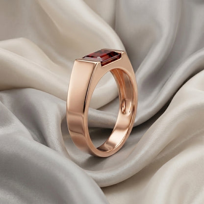 Natural Red Garnet Prestige Ring in 925 Sterling Silver