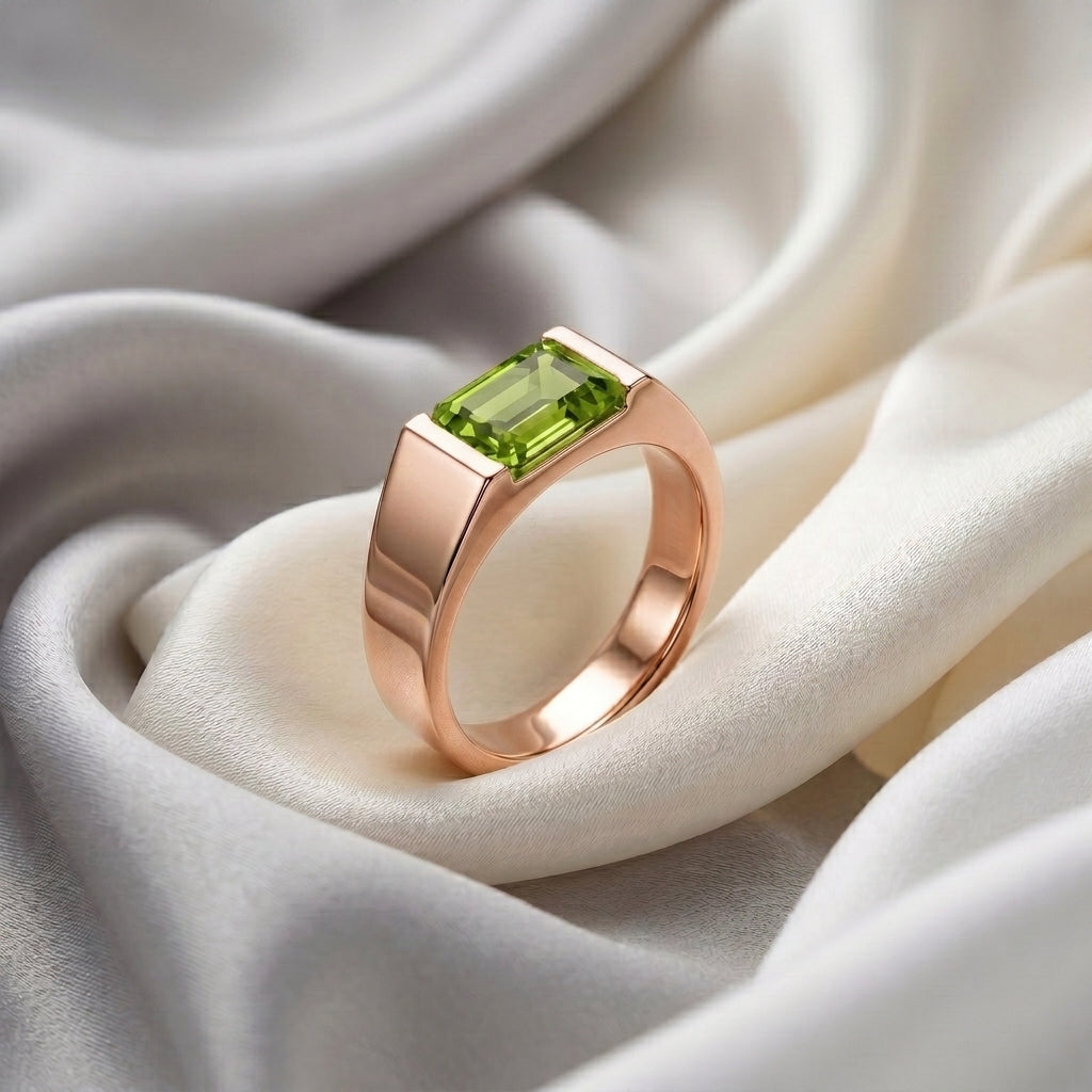 Natural Peridot Prestige Ring in 925 Sterling Silver