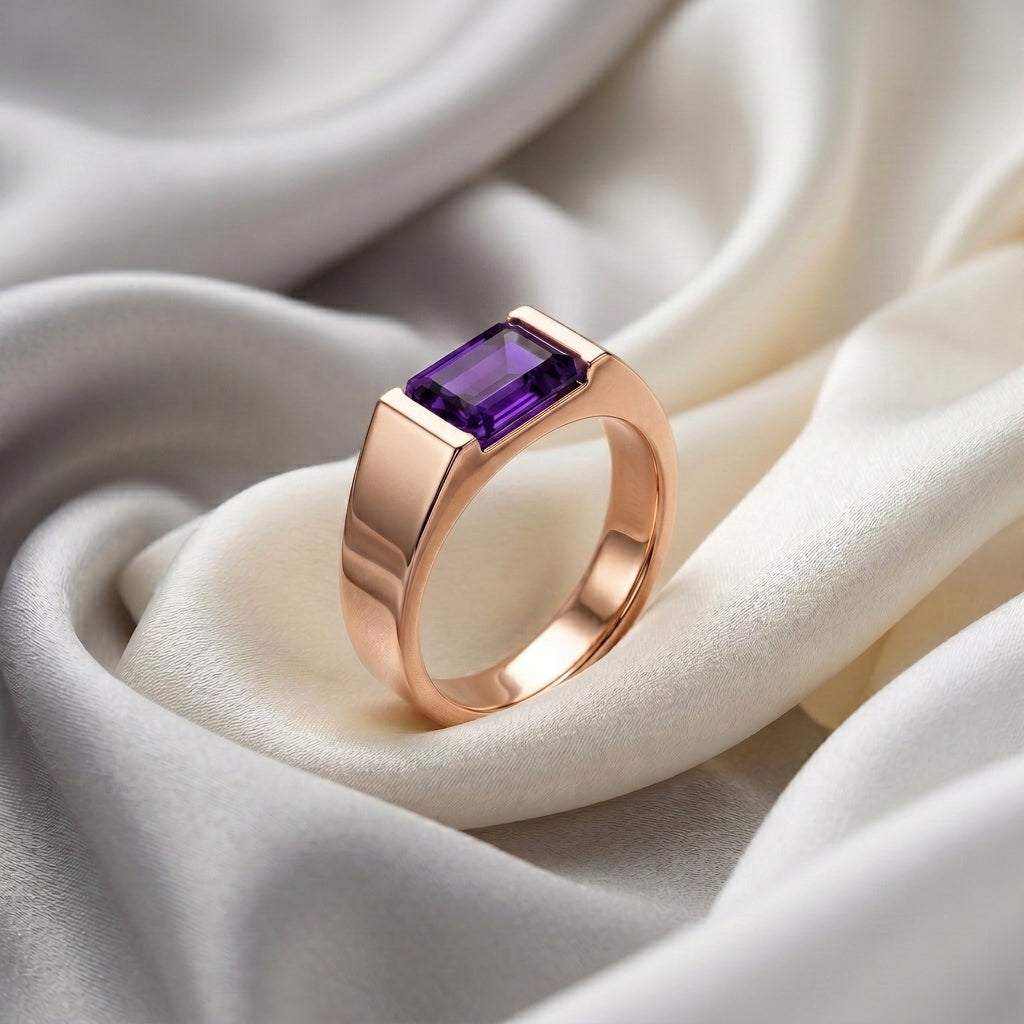 Natural Amethyst Prestige Ring in 925 Sterling Silver