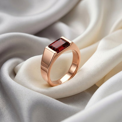 Natural Red Garnet Prestige Ring in 925 Sterling Silver