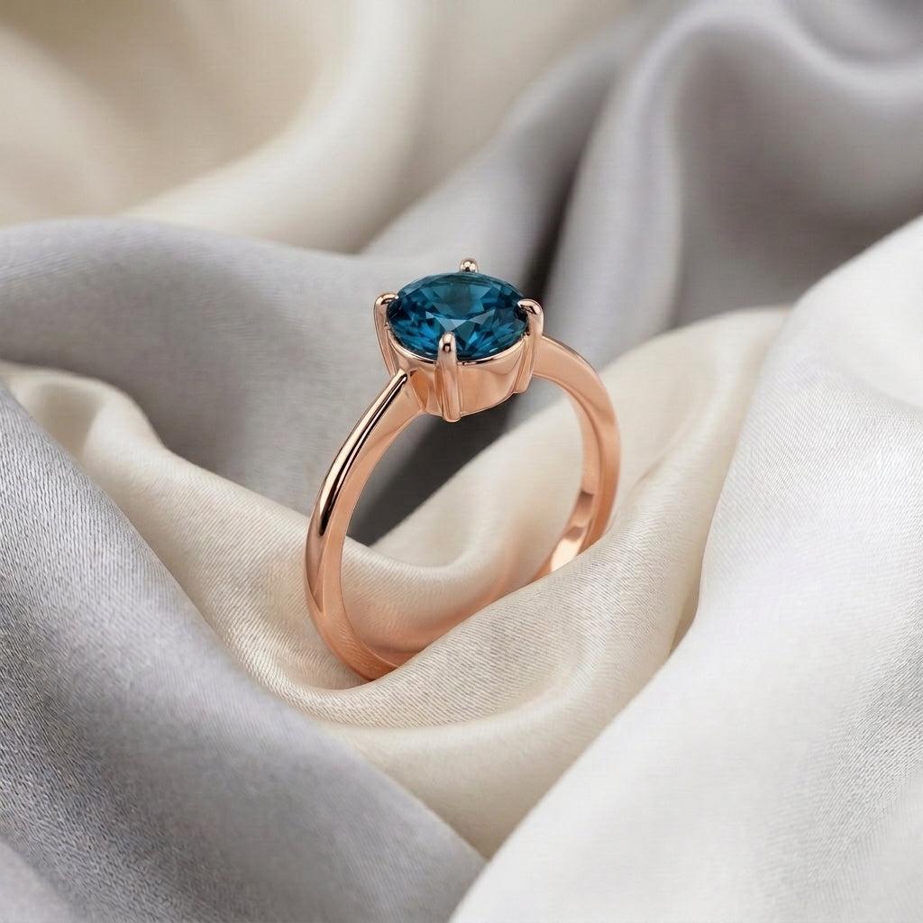 Natural London Blue Topaz The Ever Ring in 925 Sterling Silver