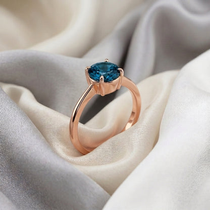 Natural London Blue Topaz The Ever Ring in 925 Sterling Silver