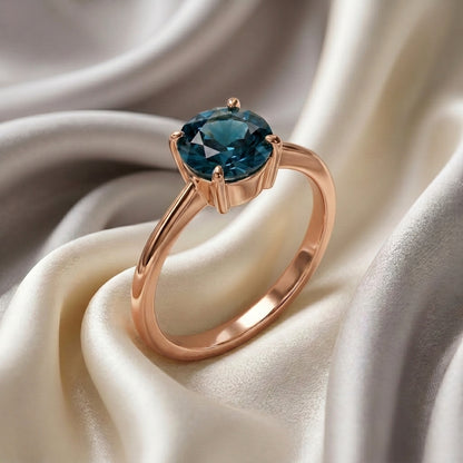 Natural London Blue Topaz The Ever Ring in 925 Sterling Silver