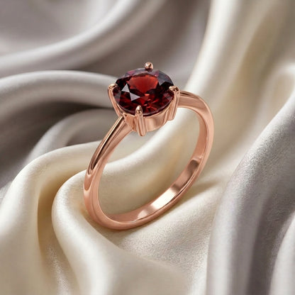 Natural Red Garnet The Ever Ring in 925 Sterling Silver