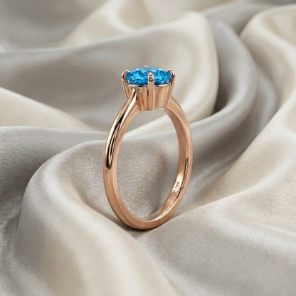 Natural Swiss Blue Topaz The Ever Ring in 925 Sterling Silver