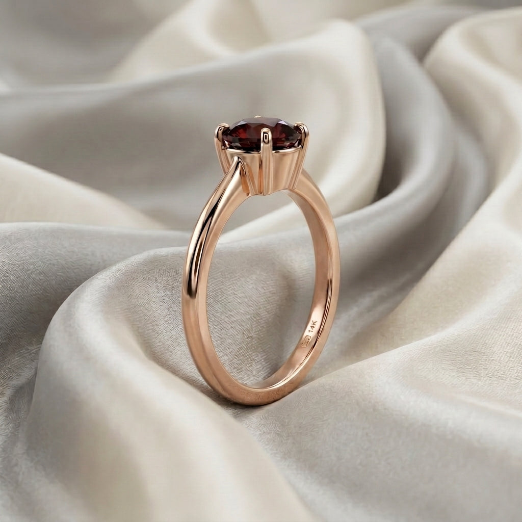Natural Red Garnet The Ever Ring in 925 Sterling Silver