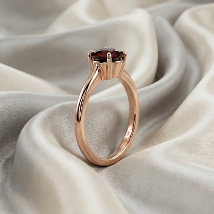 Natural Red Garnet The Ever Ring in 925 Sterling Silver