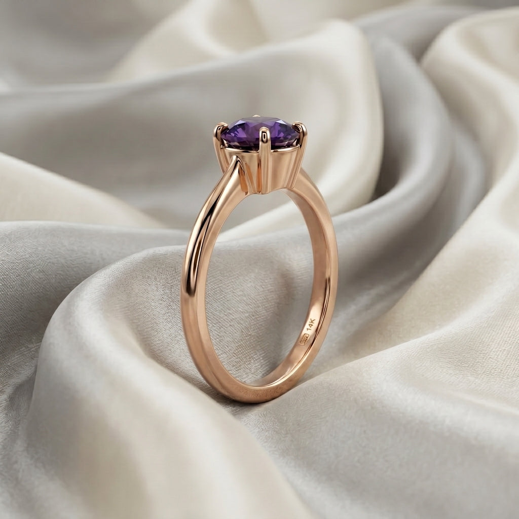 Natural Amethyst The Ever Ring in 925 Sterling Silver