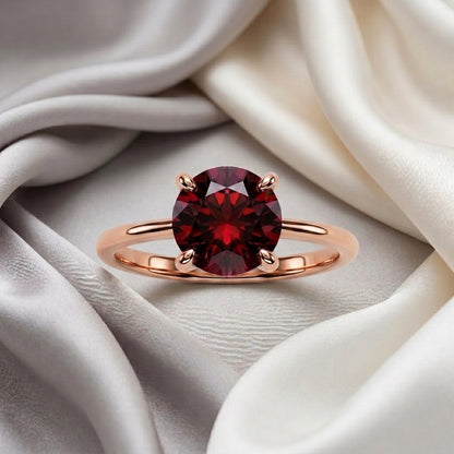 Natural Red Garnet The Ever Ring in 925 Sterling Silver