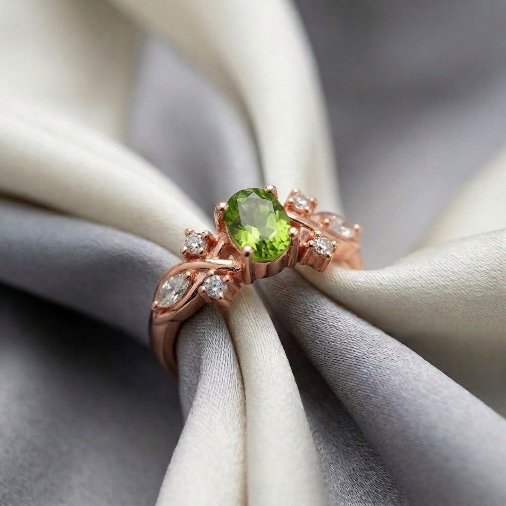 Natural Peridot The Willow Ring in 925 Sterling Silver