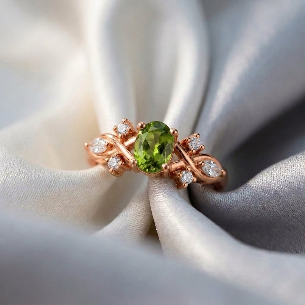 Natural Peridot The Willow Ring in 925 Sterling Silver