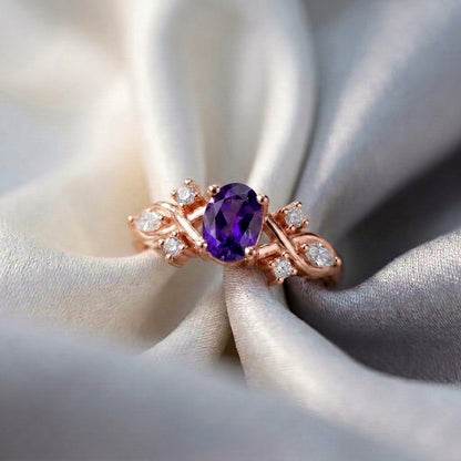 Natural Amethyst The Willow Ring in 925 Sterling Silver