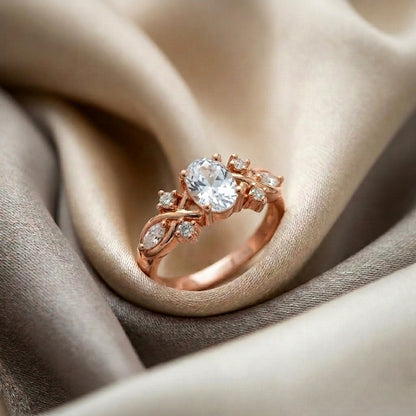 Natural White Topaz The Willow Ring in 925 Sterling Silver