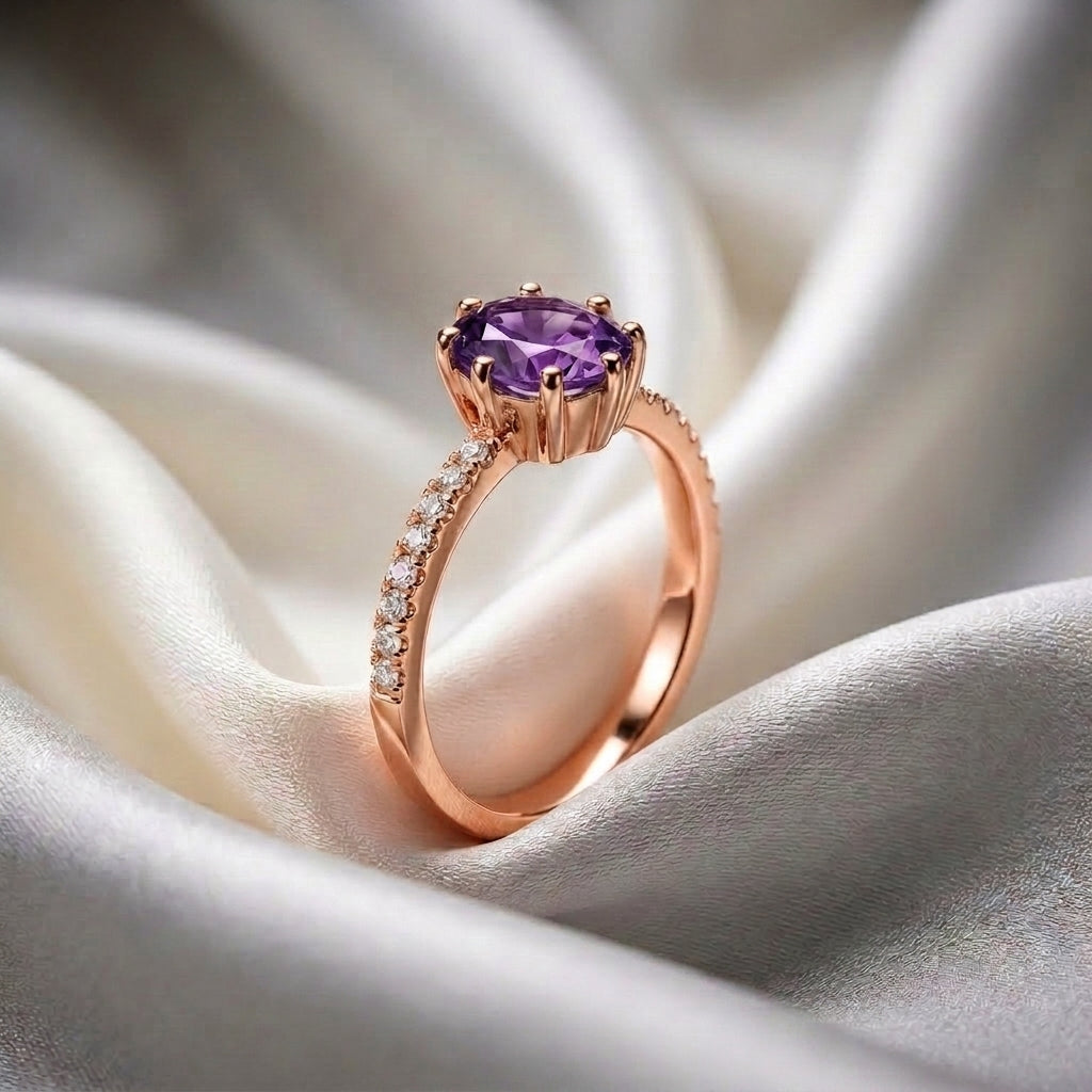 Natural Amethyst Serenity Ring in 925 Sterling Silver