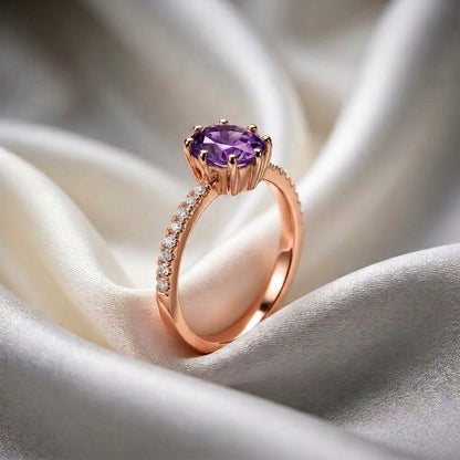 Natural Amethyst Serenity Ring in 925 Sterling Silver