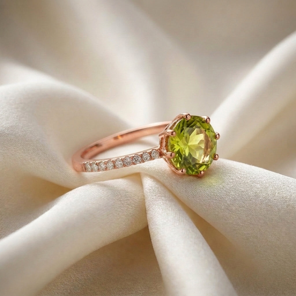 Natural Peridot Serenity Ring in 925 Sterling Silver