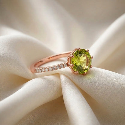 Natural Peridot Serenity Ring in 925 Sterling Silver