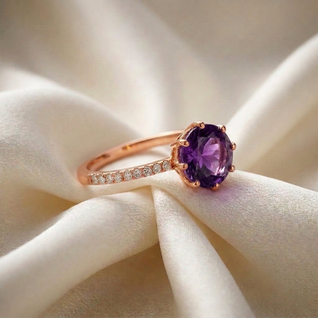 Natural Amethyst Serenity Ring in 925 Sterling Silver