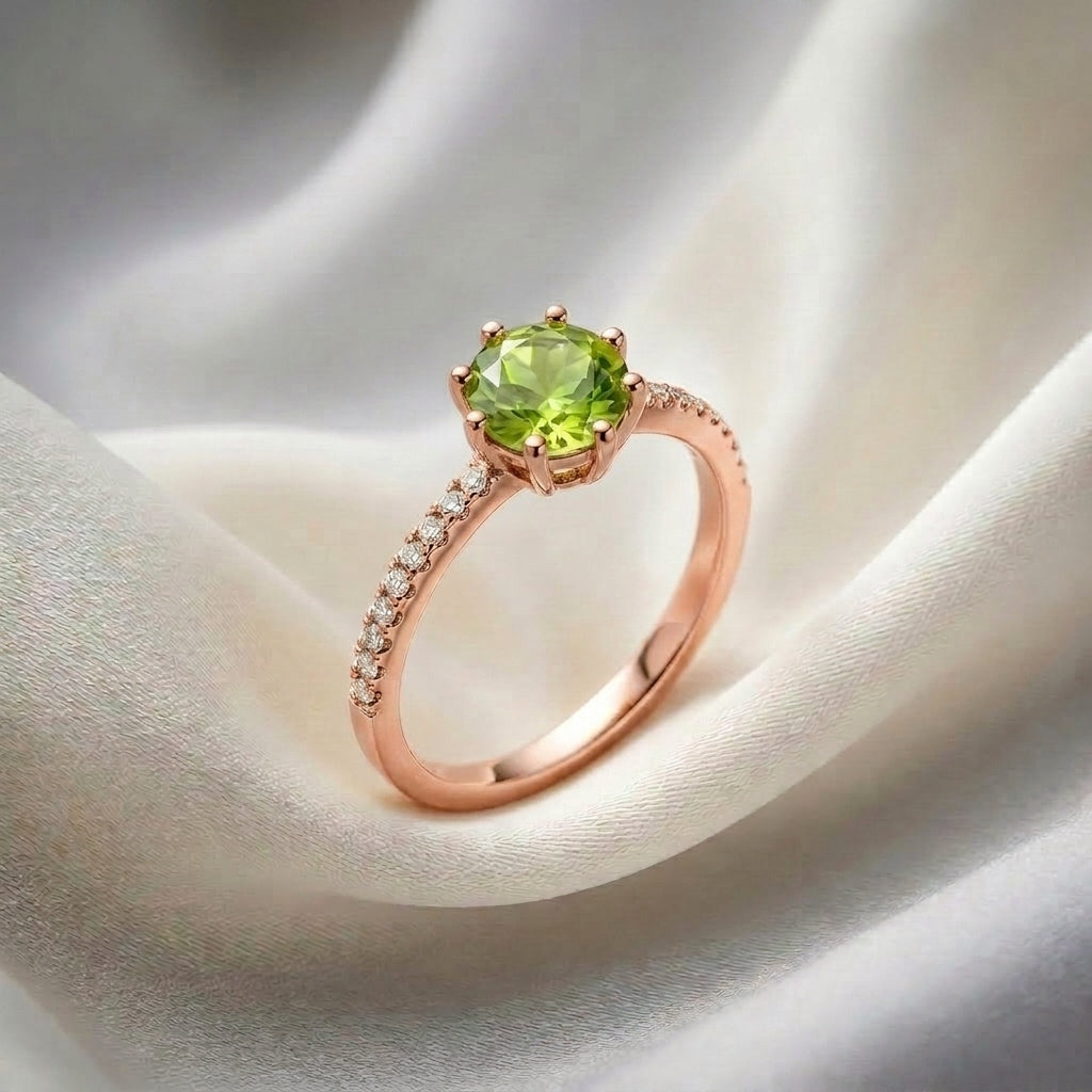 Natural Peridot Serenity Ring in 925 Sterling Silver