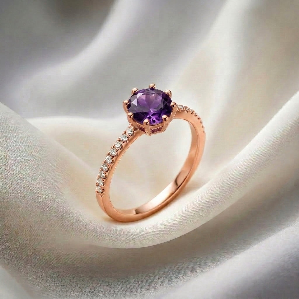 Natural Amethyst Serenity Ring in 925 Sterling Silver