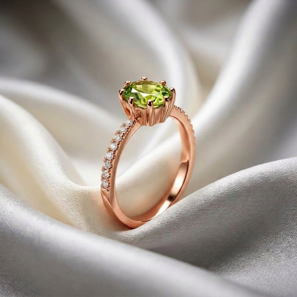 Natural Peridot Serenity Ring in 925 Sterling Silver