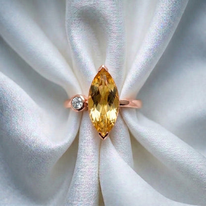 Natural Citrine Marquise Ring in 925 Sterling Silver