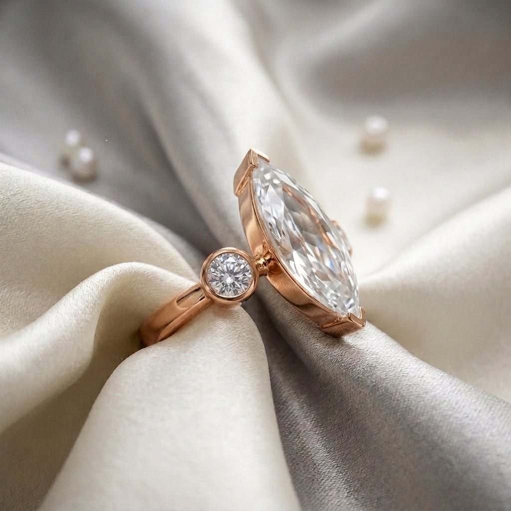 Natural White Topaz Marquise Ring in 925 Sterling Silver