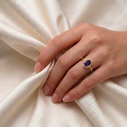 Natural Amethyst Venus Ring in 925 Sterling Silver
