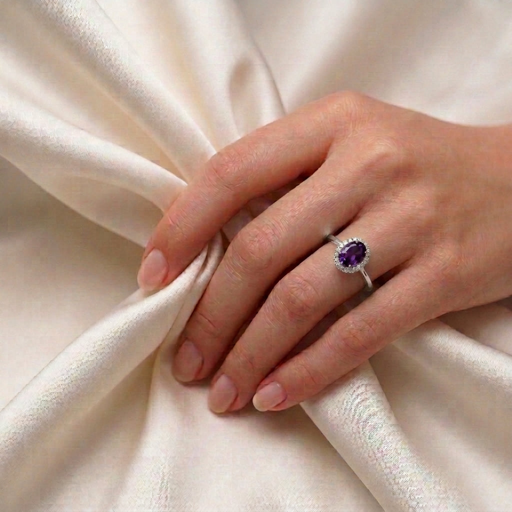 Natural Amethyst Venus Ring in 925 Sterling Silver